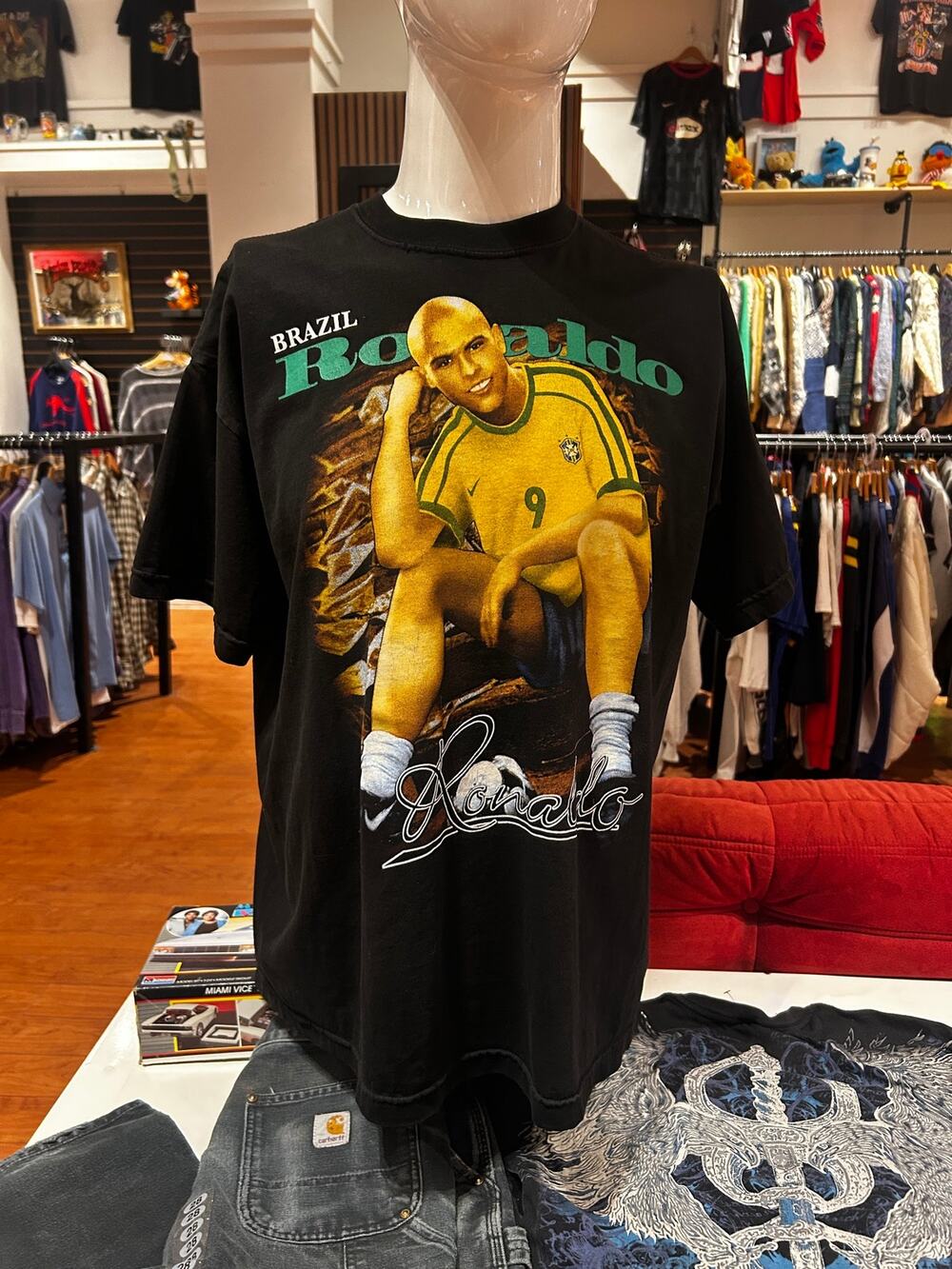 Vintage Ronaldo Nazario R9 Brazil Soccer World Cup Futbol 90s Tee Size XL
